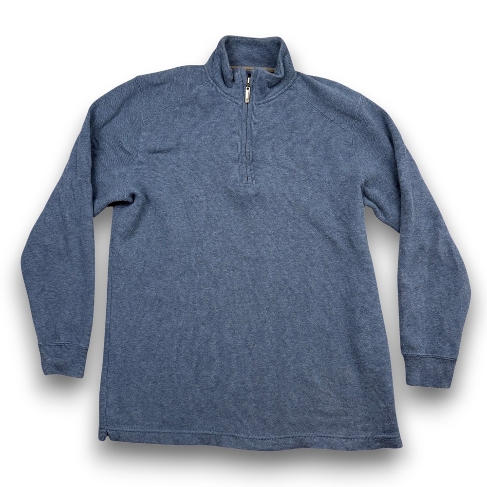 Hart Schaffner Marx Pullover Mens S Blue Mock Neck Quarter Zip Long Sleeve Solid